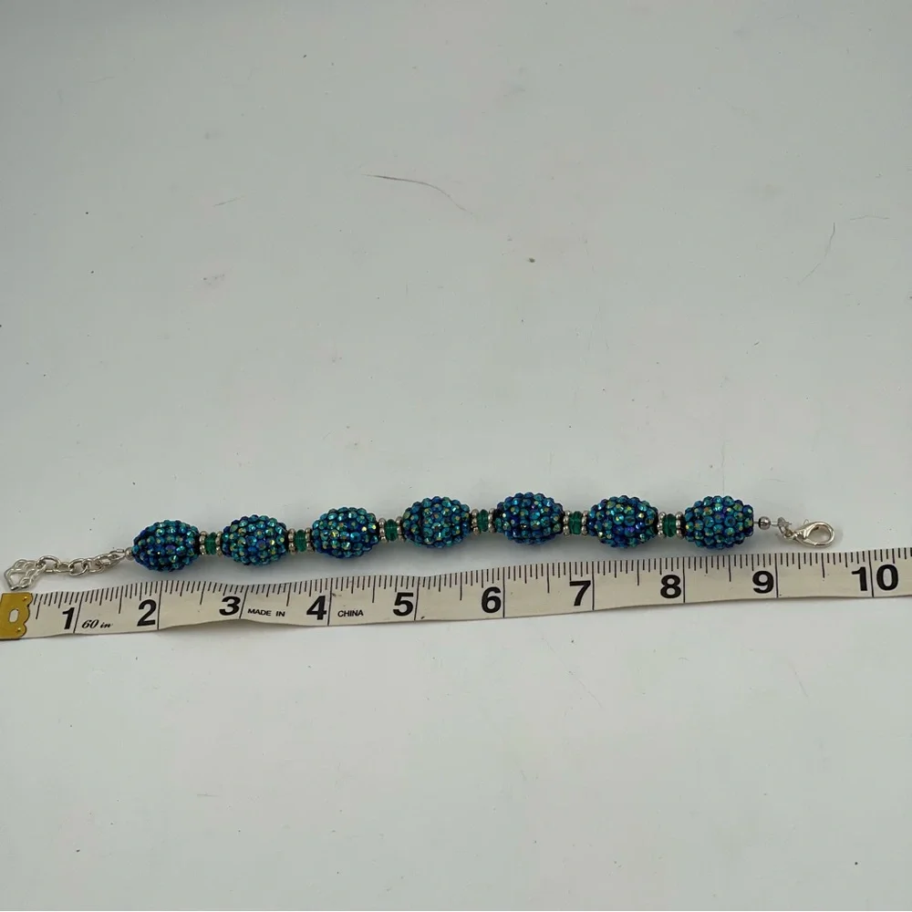 Swarovski Crystals Dk Blue Aurora Borealis Cluster Bracelet